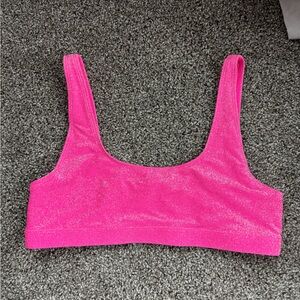 Good American Glittery Pink Top